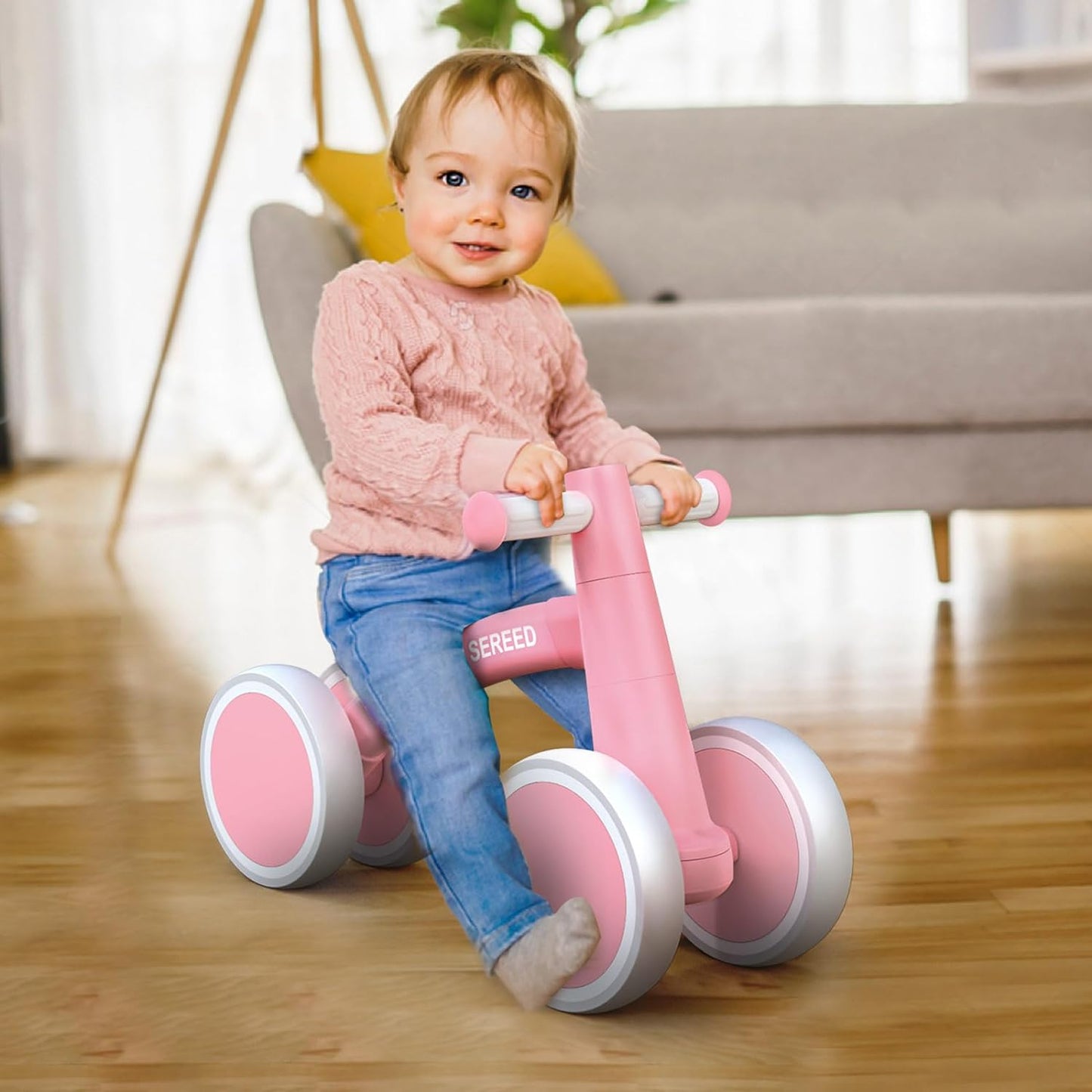 SEREED Baby Balance Bike for 1 Year Old Boys Girls 12-24 Month Toddler Balance Bike, 4 Wheels Toddler First Bike, First Birthday Gifts