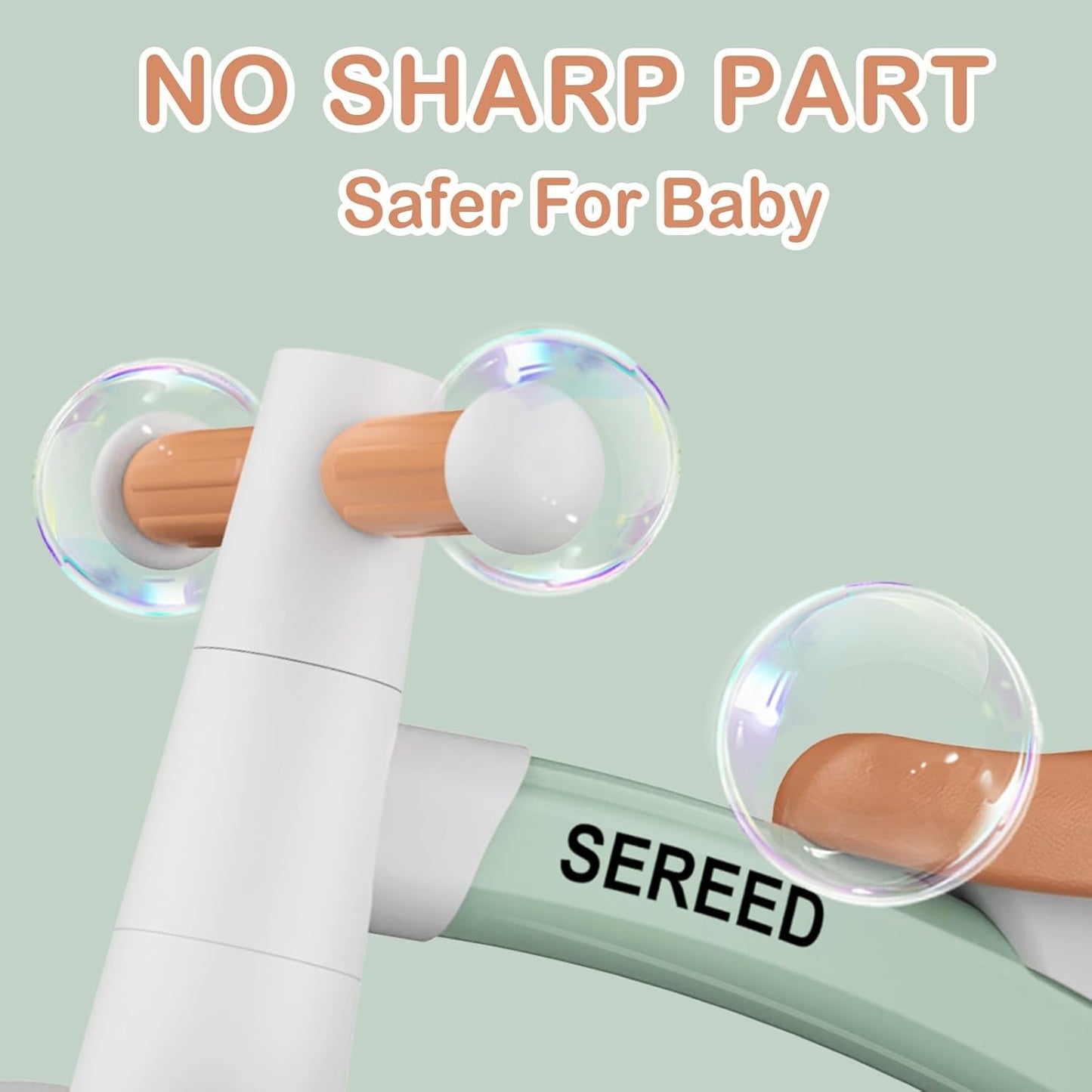 SEREED Colorful Lighting Baby Balance Bike, Toys for 1 Year Old Boys Girls, 12-24 Month Toddler Balance Bike with 4 Silence Wheels, First Birthday Gift (Green)