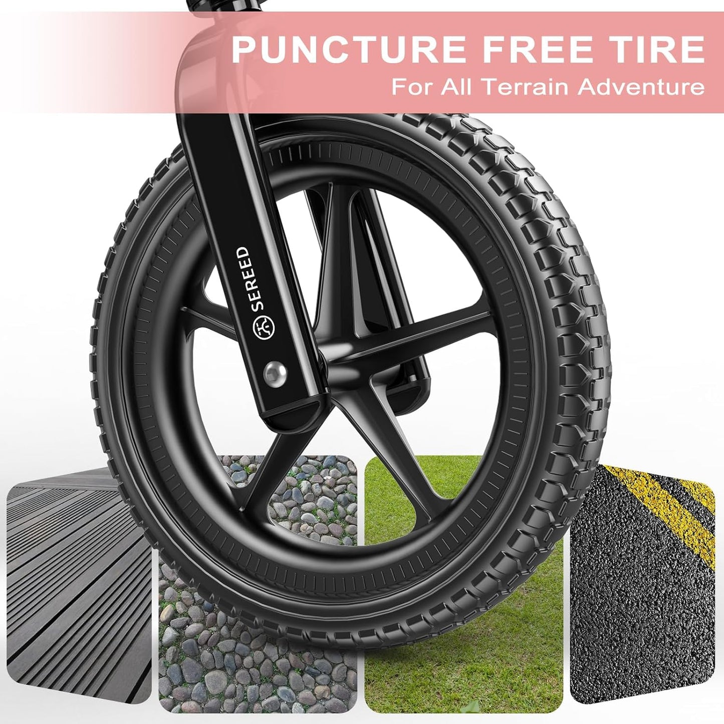 SEREED Toddler Balance Bike 2 Year Old, No Pedal Kids Toy Bike for 2-5 Years Old, Tool-Free Adjustment, Gift for 2-3 Girls, Customize Plate with 3pcs Stickers (Pink)